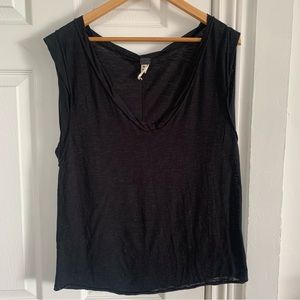 We The Free Black Burnout Sleeveless Shirt